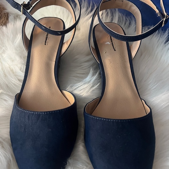 Loft // Navy Blue Wedge Strappy Heels - Picture 5 of 5